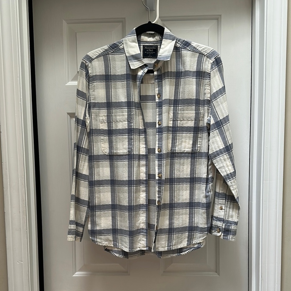 Abercrombie & Fitch Blue and White Plaid Button Down Shirt
